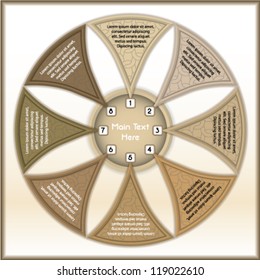 Vector business/presentation template with eight slices pointing to the central