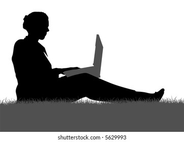 vector businesswoman sit and