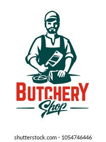 Vector Butcher emblem. Monochrome style logo illustration.