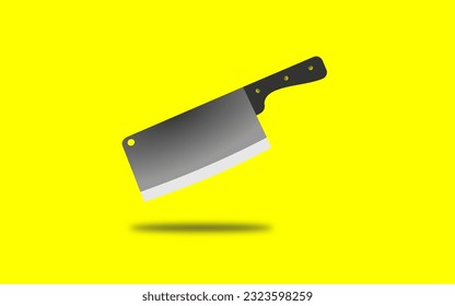 Vector butcher knife on yellow background