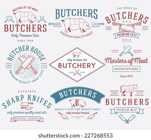 Vector butcher meat badges and labels for any use