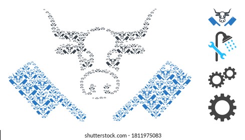 Vector butchery knives mosaic is created with scattered self butchery knives icons. Recursion composition of butchery knives. Some other icons are present in this vector.