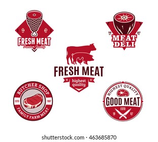 Vector butchery logo and design elements for grocery, food labels and meat store branding and identity.