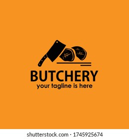 vector de diseño de la plantilla del logotipo de carnicería vector, estilo retro de vintage cuchillo y diseño del logotipo de barbacoa vector