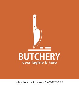 vector of butchery logo template design vector, retro vintage style knife and barbecue logo concept design template vector