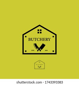 Plantillas de logotipo de carnicería vectorial, etiquetas de carne y elementos de diseño, diseño vintage de la plantilla de logotipo de cuchillo retro