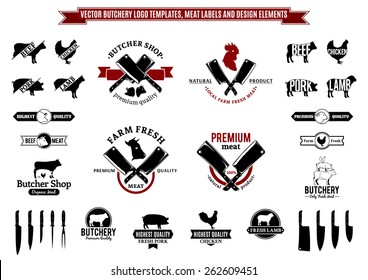 Vector Butchery Logo Templates, Meat Labels And Design Elements