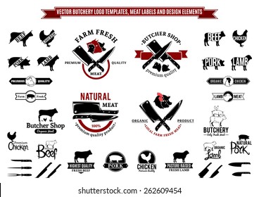 Vector Butchery Logotypes, Labels, Icons, Badges and Design Elements