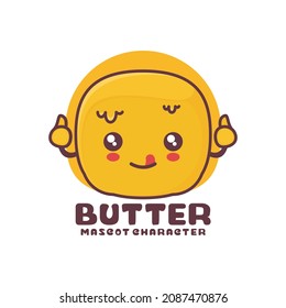 mascota de dibujos animados con mantequilla vectorial, adecuada para, logotipos, impresiones, pegatinas, etc, aislada en un fondo blanco.