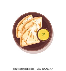 Vector of butter naan with curry. 