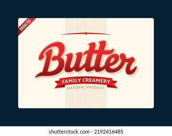 Vector butter packaging design, butter calligraphic logotype