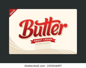 Vector butter packaging design, butter calligraphic logotype