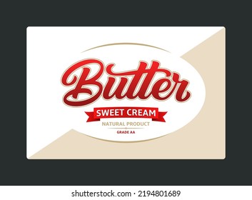 Vector butter packaging design, butter calligraphic logotype