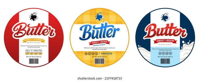 Vector butter round label design, butter packaging design template