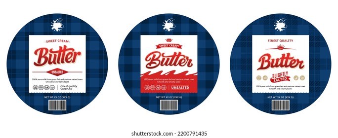 Vector butter round label design, butter packaging design template