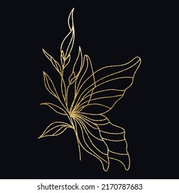 Vector butterflies abstract modern logo design templates in trendy linear style in gold tones - luxury and jewelry concepts for exclusive services and products, beauty and spa industry