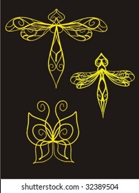 VECTOR Butterflies and dragonflies