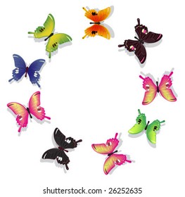 Vector butterflies flying in a circle or dance of butterflies