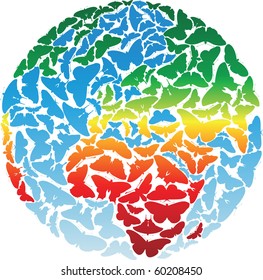 vector butterflies globe
