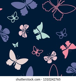 Vector butterflies pattern. Abstract seamless background.