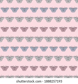 Vector butterflies pattern. Abstract seamless background. Pastel colors.
