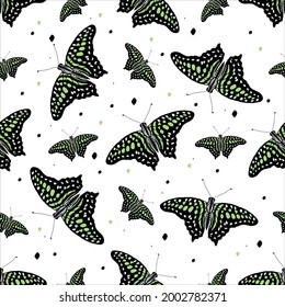 Vector butterflies pattern. Abstract seamless background. Textile