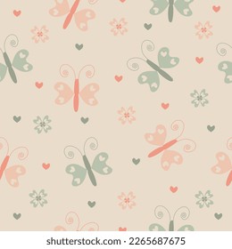 Vector butterflies pattern. Abstract seamless background.
