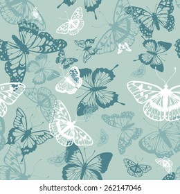 Vector butterflies pattern. Abstract seamless background.