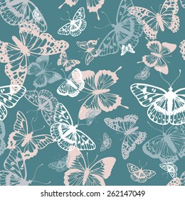 Vector butterflies pattern. Abstract seamless background.