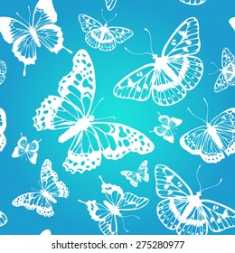 Vector butterflies pattern. Abstract seamless background.