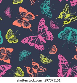 Vector butterflies pattern. Abstract seamless background.