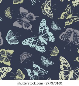 Vector butterflies pattern. Abstract seamless background.