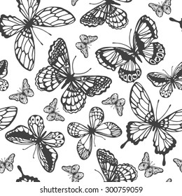 Vector butterflies pattern. Abstract seamless background.