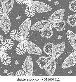 Vector butterflies pattern. Abstract seamless background.
