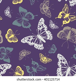 Vector butterflies pattern. Abstract seamless background.