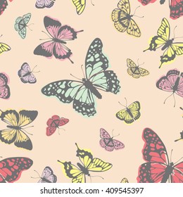 Vector Butterflies Pattern Abstract Seamless Background Stock Vector ...