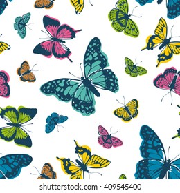 Vector butterflies pattern. Abstract seamless background.