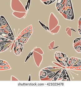 Vector butterflies pattern. Abstract seamless background. Eps-8.