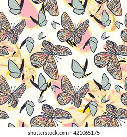 Vector butterflies pattern. Abstract seamless background. Eps-8.