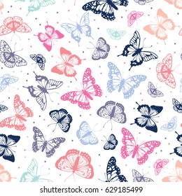 Vector butterflies pattern. Abstract seamless background.