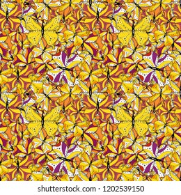 Vector butterflies pattern. Fashion nice fabric design. Abstract seamless background.