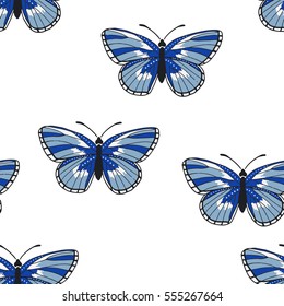 Vector butterflies pattern. Lovely flying butterflies. Abstract seamless background.