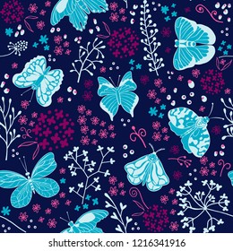 Vector butterflies pattern. seamless background for textile, fabeic. clothes, kids joys