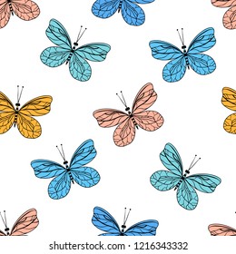 Vector butterflies pattern. seamless background for textile, fabeic. clothes, kids joys