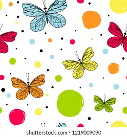 Vector butterflies pattern. seamless background for textile, fabric. clothes, kids joys