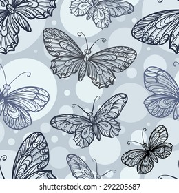 Vector butterflies seamless pattern
