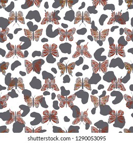 Vector butterflies seamless pattern. Abstract background. Graphic insect elegance ornament.