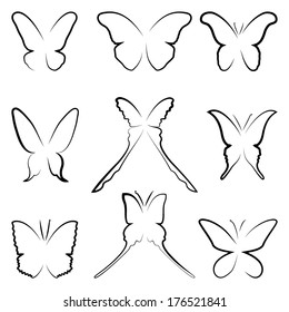 Vector butterflies silhouettes