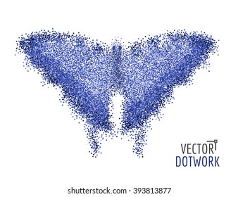 Vector butterfly. Abstract concept. Butterfly from dots. Particles composed. 