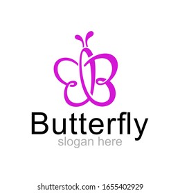 Vector butterfly abstract logo, letter B for butterfly